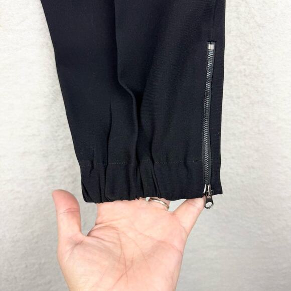 Vince High Waisted Pleated Slim Leg Crop Jogger Trouser Zip Hem Pants Black 10 - Picture 13 of 15